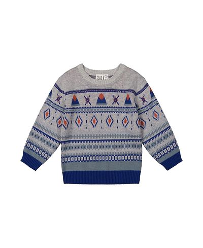 Deux Par Deux Deux par Deux Boys' Jacquard Knit Fair Isle Ribbed Cuff Sweater