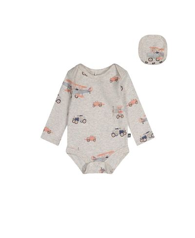 Deux Par Deux Deux par Deux Boys' Organic Cotton Airplane Snap Envelope Neck Romper
