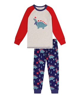 Deux Par Deux Deux par Deux Boys' Organic Cotton Dinosaur Top Pants Two Piece Pajama Set