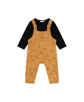 Deux Par Deux Deux par Deux Boys' Organic Cotton Envelope Neck Romper and Hedgehog Pocket Overalls Set