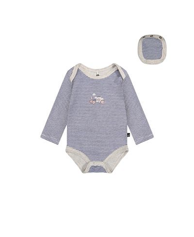 Deux Par Deux Deux par Deux Boys' Organic Cotton Stripe Snap Envelope Neck Romper