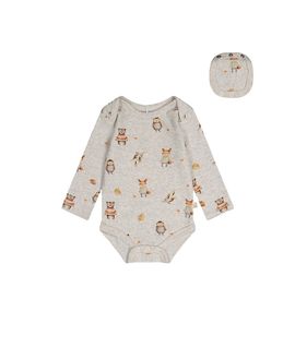 Deux Par Deux Deux par Deux Boys' Organic Cotton Woodland Animal Snap Envelope Neck Romper