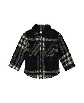 Deux Par Deux Deux par Deux Boys' Plaid Full-Zip Dual Chest Pocket Fleece Overshirt
