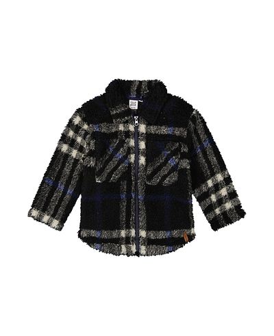 Deux Par Deux Deux par Deux Boys' Plaid Full-Zip Dual Chest Pocket Fleece Overshirt