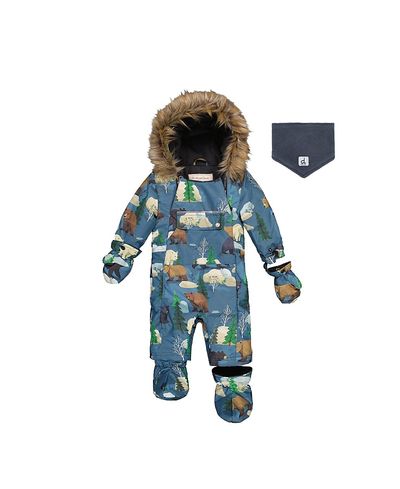 Deux Par Deux Deux par Deux Boys' Play Bear Faux Fur Hood Car Seat One Piece Snowsuit