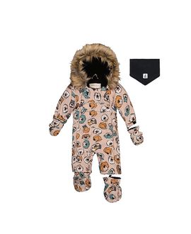 Deux Par Deux Deux par Deux Boys' Play Dog Faux Fur Hood Car Seat One Piece Snowsuit
