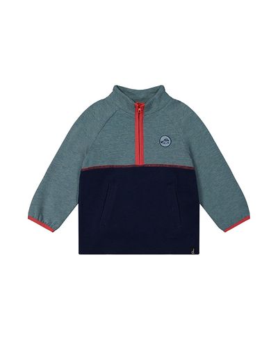 Deux Par Deux Deux par Deux Boys' Quarter Zip Mock Neck Side Pocket Sweatshirt- Baby