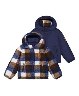 Deux Par Deux Deux par Deux Boys' Reversible Mid-Season Fleece Technical Hooded Jacket