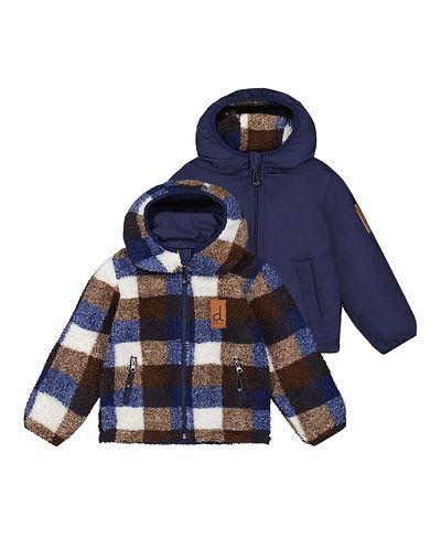 Deux Par Deux Deux par Deux Boys' Reversible Mid-Season Fleece Technical Hooded Jacket