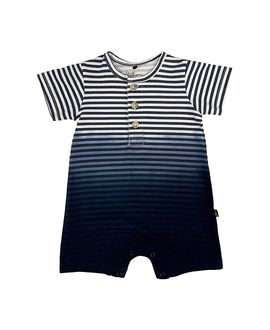 Deux Par Deux Deux par Deux Boys' Short Sleeve Gradient Stripes Organic Cotton Romper