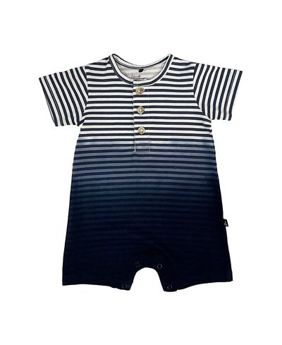 Deux Par Deux Deux par Deux Boys' Short Sleeve Gradient Stripes Organic Cotton Romper