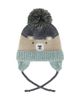 Deux Par Deux Deux par Deux Boys' Teddy Bear Face Earflap Winter Knit Hat with Chin Ties - 1