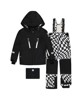 Deux Par Deux Deux par Deux Boys' Teknik Checkered Hood Jacket & Reinforced Pants Two Piece Snowsuit