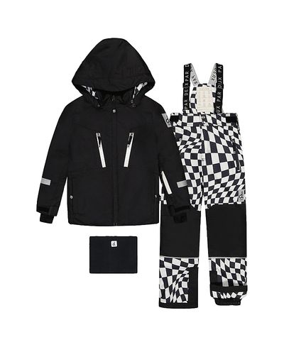Deux Par Deux Deux par Deux Boys' Teknik Checkered Hood Jacket & Reinforced Pants Two Piece Snowsuit