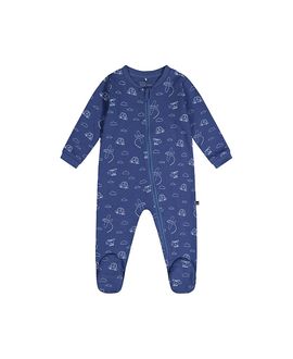 Deux Par Deux Deux par Deux Boys' Transport Organic Cotton Front Zipper Footed One Piece Pajama