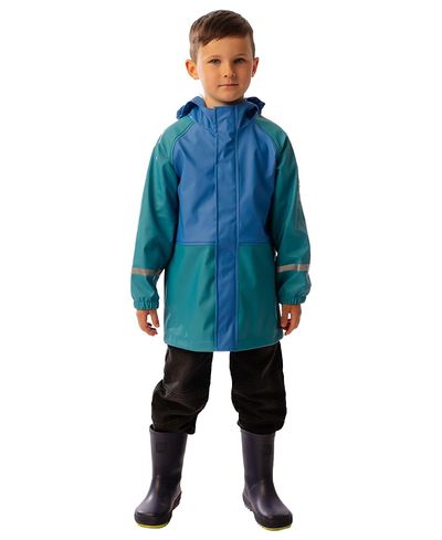 Deux Par Deux Deux par Deux Boys' Waterproof Color Block Full-Zip Rain Jacket