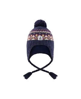 Deux Par Deux Deux par Deux Boys' Winter Fair Isle Earflap Peruvian Knit Hat with Pompom