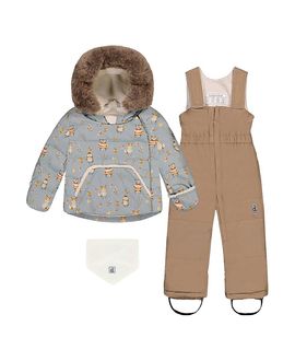 Deux Par Deux Deux par Deux Boys' Woodland Creatures Two Piece Coat Pants & Neckwarmer Snowsuit