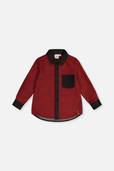 Deux par Deux Deux par Deux Button Down Houndstooth Chambray Detail Shirt