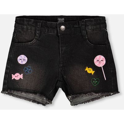 Deux par Deux Deux par Deux Candy and Lollipop Embroidery Denim Shorts