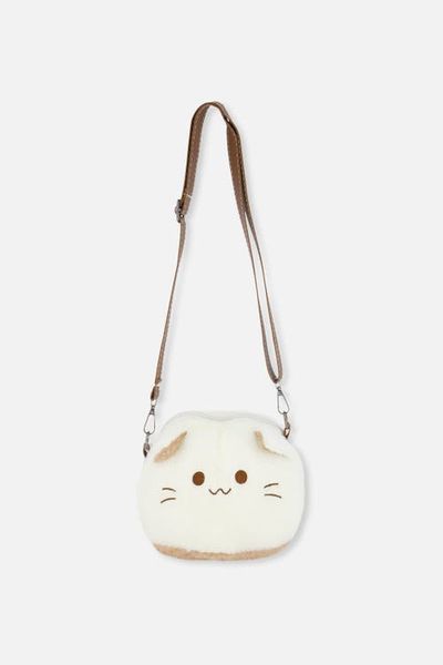 Deux par Deux Deux par Deux Cat Face Adjustable Strap Zipper Bag