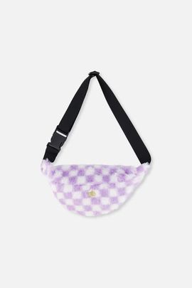 Deux par Deux Deux par Deux Checkered Faux Fur Zip Fanny Bag