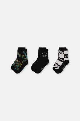 Deux par Deux Deux par Deux Checkered Graphic Ribbed Cuff Socks
