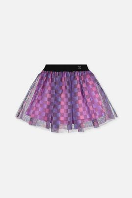 Deux par Deux Deux par Deux Checkered Mesh A-Line Skirt