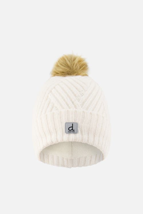 Deux par Deux Deux par Deux Chevron Fleece Lined Faux Fur Pompom Knit Hat