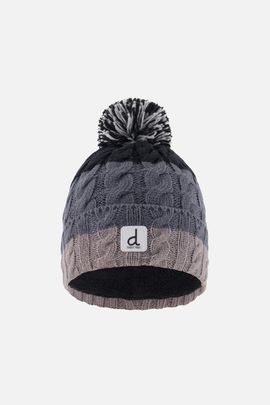 Deux par Deux Deux par Deux Colorblock Cable-Knit Fleece-Lined Winter Hat with Pompom