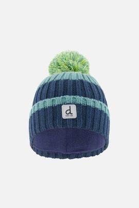 Deux par Deux Deux par Deux Colorblock Jacquard Fleece-Lined Knit Hat with Pompom
