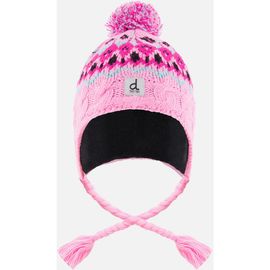 Deux par Deux Deux par Deux Colorblock Winter Peruvian Cable Pompom Earflap Knit Hat