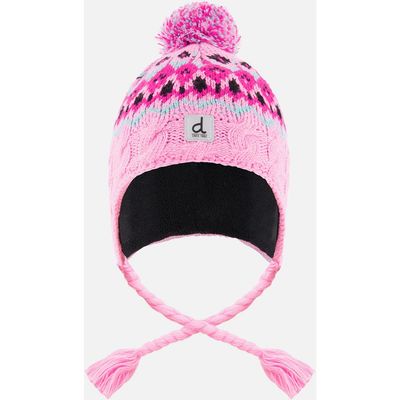 Deux par Deux Deux par Deux Colorblock Winter Peruvian Cable Pompom Earflap Knit Hat
