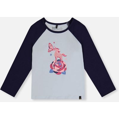 Deux par Deux Deux par Deux Contrast Raglan Organic Cotton Crew Neck T-Shirt