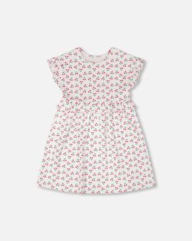 Deux par Deux Deux par Deux Cotton Rib Cherries Short Sleeve Dress