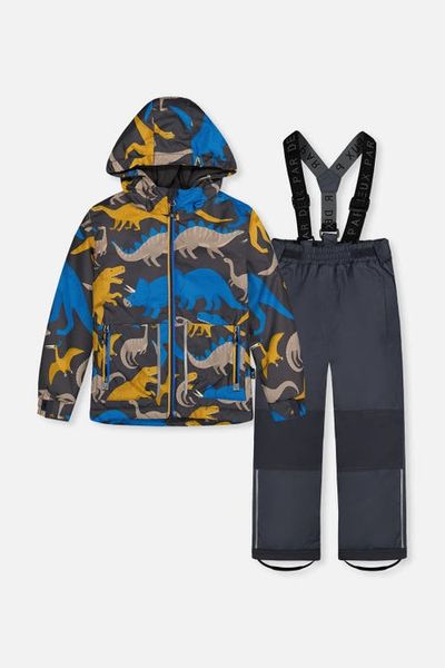 Deux par Deux Deux par Deux Dinosaur Chill Lightweight Jacket & Foot Strap Pants Two Piece Snowsuit