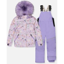 Deux par Deux Deux par Deux Discover Cats Faux Fur Hood Jacket & Suspender Pants Two Piece Snowsuit