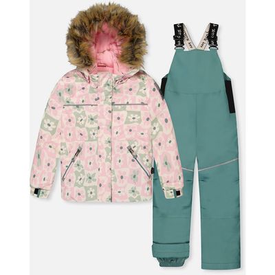 Deux par Deux Deux par Deux Discover Retro Faux Fur Hood Jacket & Suspender Pants Two Piece Snowsuit