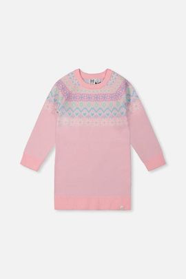 Deux par Deux Deux par Deux Fair Isle Yoke Raglan Sleeve Knit Dress
