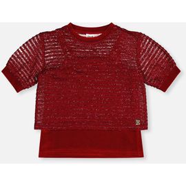 Deux par Deux Deux par Deux Fake Layering Jacquard Sparkly Top & Cami