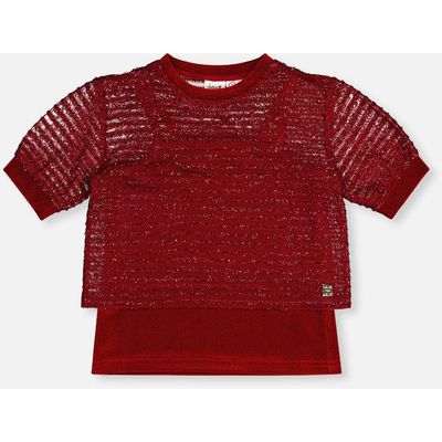Deux par Deux Deux par Deux Fake Layering Jacquard Sparkly Top & Cami