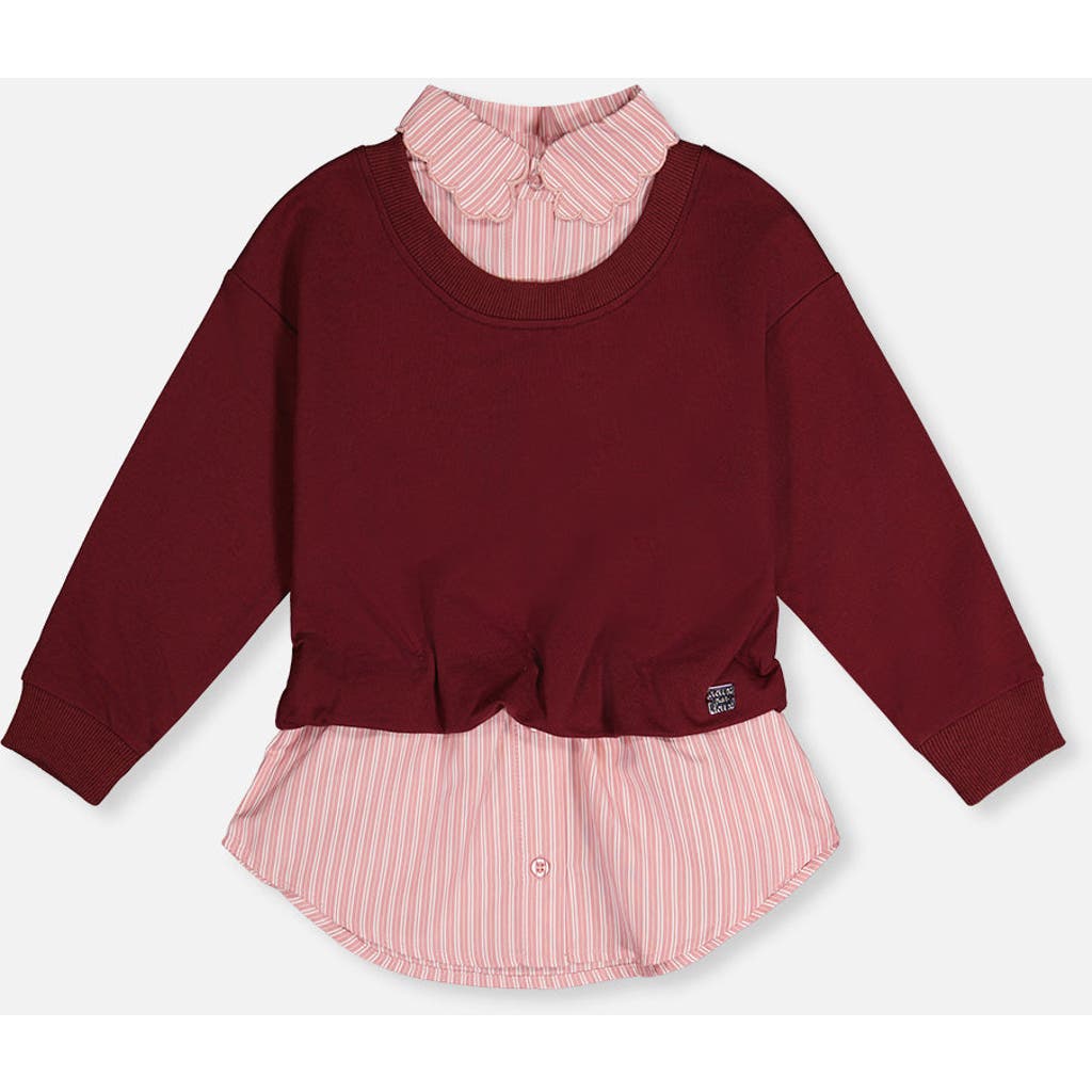 Deux par Deux Deux par Deux Fake Two Layer French Terry Layered Collar Sweater