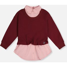 Deux par Deux Deux par Deux Fake Two Layer French Terry Layered Collar Sweater