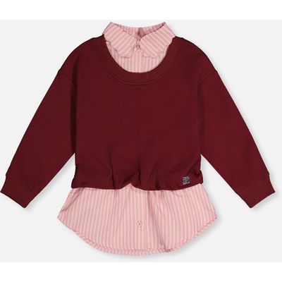 Deux par Deux Deux par Deux Fake Two Layer French Terry Layered Collar Sweater