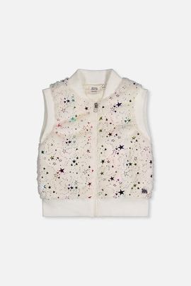 Deux par Deux Deux par Deux Faux Fur Sleeveless Star Pattern Front Zipper Vest