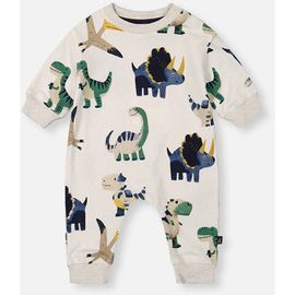 Deux par Deux Deux par Deux Fleece Dino Snap Closure Ribbed Cuffs Jumpsuit