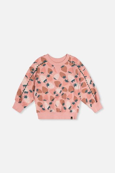 Deux par Deux Deux par Deux Frosted Strawberry Cozy Relaxed Balloon Sleeve Sweatshirt