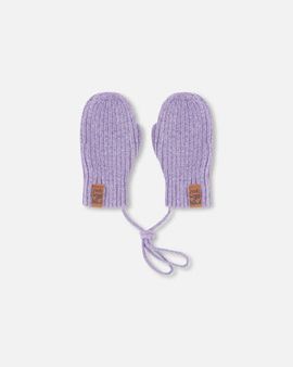 Deux par Deux Deux par Deux Girl Rib Knit Mittens with Cord