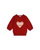 Deux Par Deux Deux par Deux Girls' 3/4 Sleeve Heart Graphic Ribbed Cuff Knitted Sweater - 1