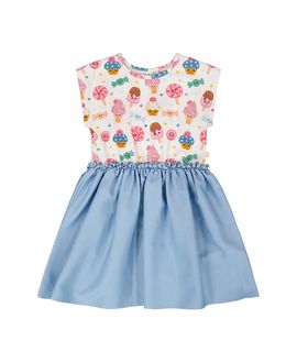 Deux Par Deux Deux par Deux Girls' Bi-Material Soft Jersey Short Sleeve Candy Dress